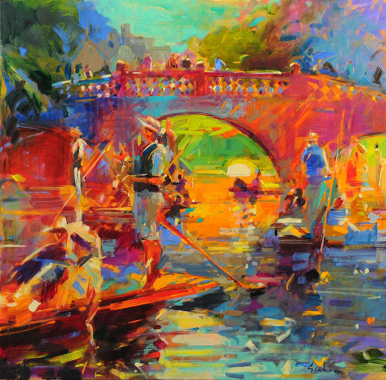 Punts, Clare Bridge - Peter Graham (Contemporary)