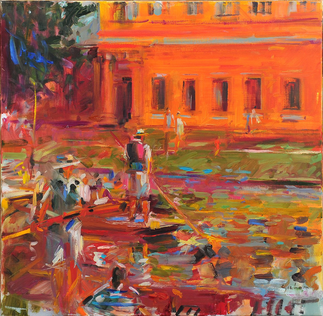 Chariots de feu, Cambridge, 2021 (huile sur toile) - Peter Graham