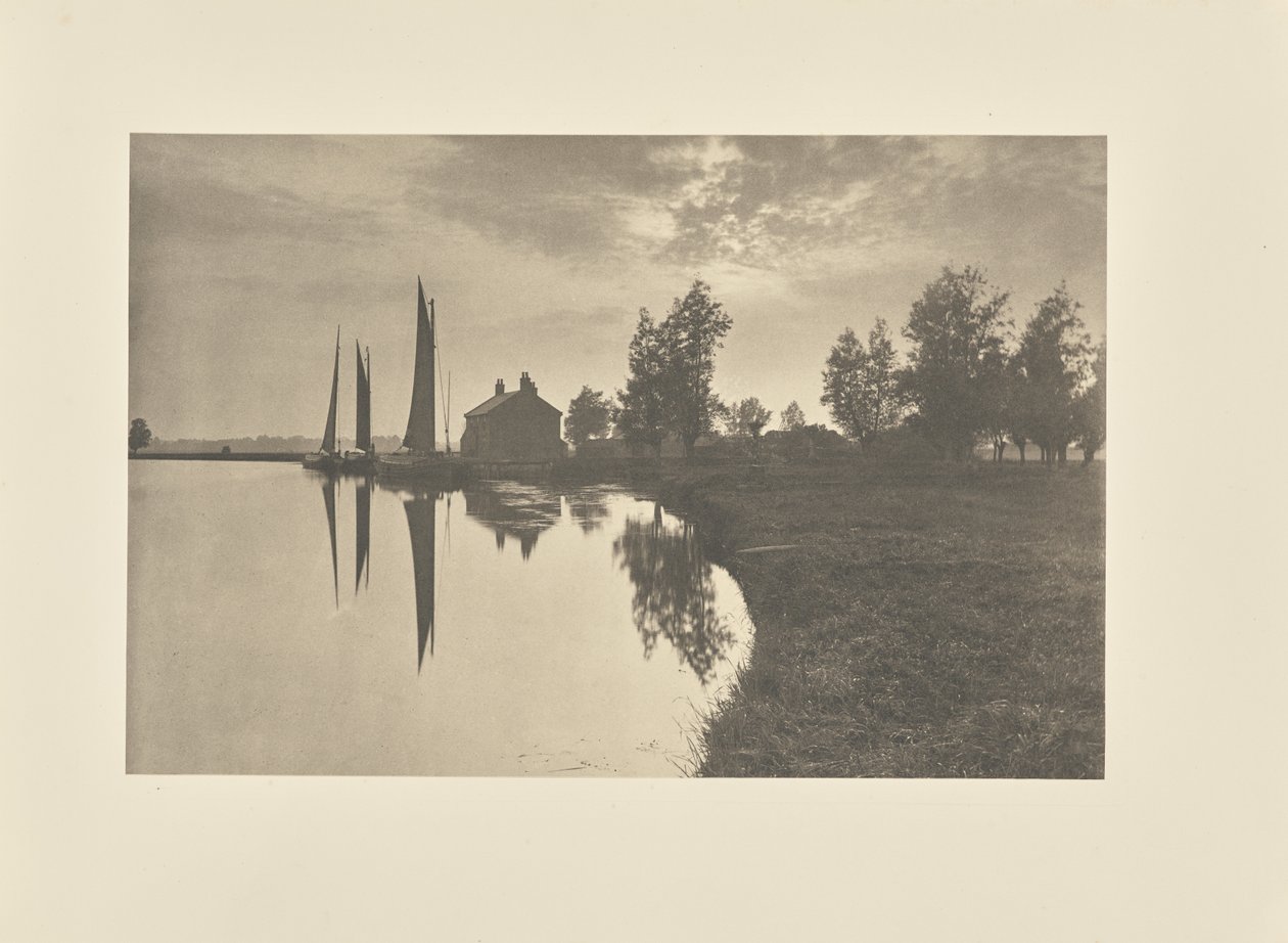 Cantley : wherries attendant le changement de marée - Peter Henry Emerson