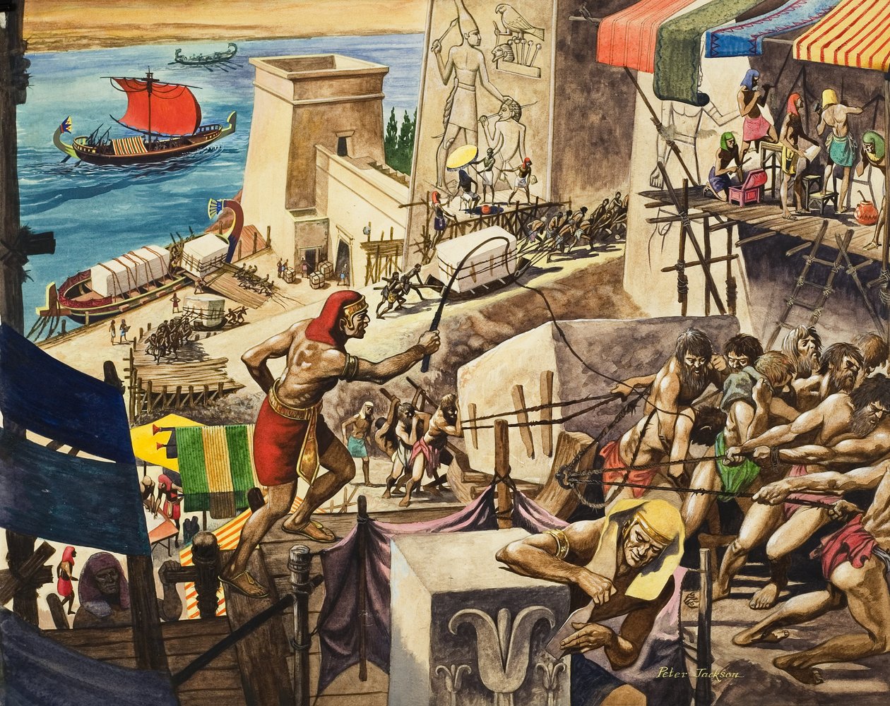 Construire les pyramides (gouache sur papier) - Peter Jackson