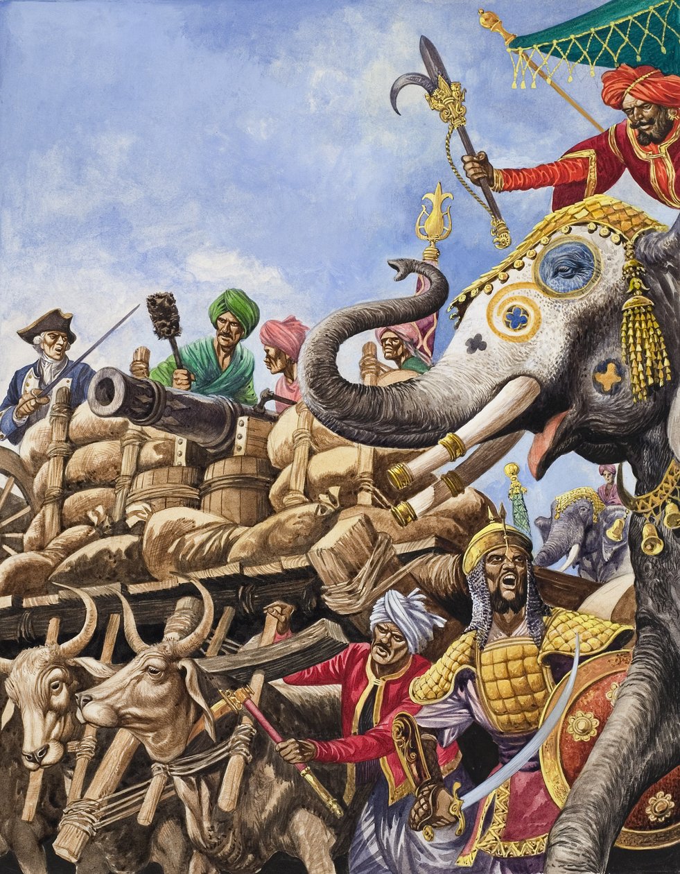 La bataille de Plassey de 1757 (gouache sur papier) - Peter Jackson