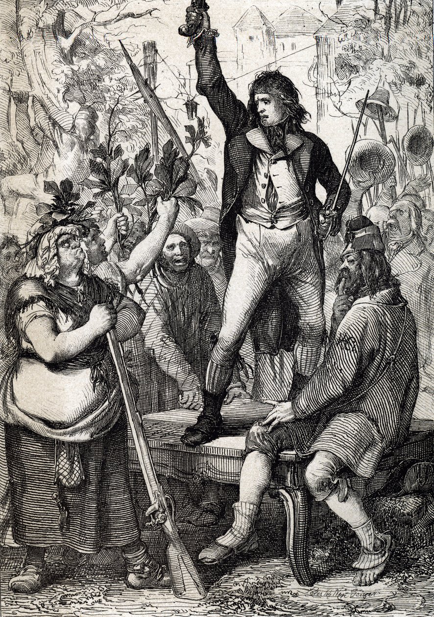 Déclenchement de la Révolution française en 1789 : la population assemblée est incitée à choisir la couleur d