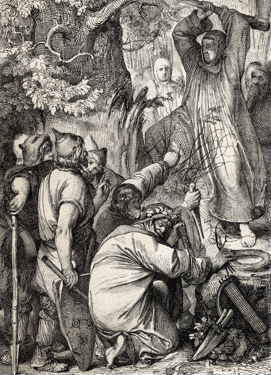 Représentation de Saint Boniface de Mayence abattant le chêne de Thor pour convaincre les druides qu