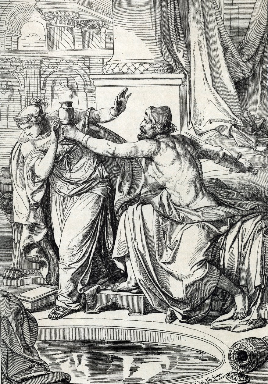 La princesse gépide Rosemonde (morte en 572) et son amant meurtrier de son mari le roi Alboin se sont empoisonnés avec la même coupe de poison, 572 - Peter Johann Nepomuck Geiger