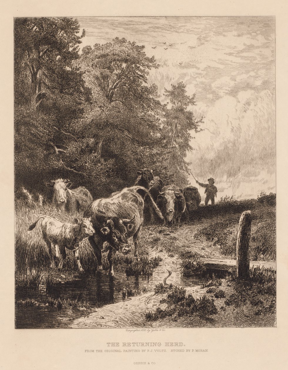 Le troupeau de retour, vers 1885 - Peter Moran