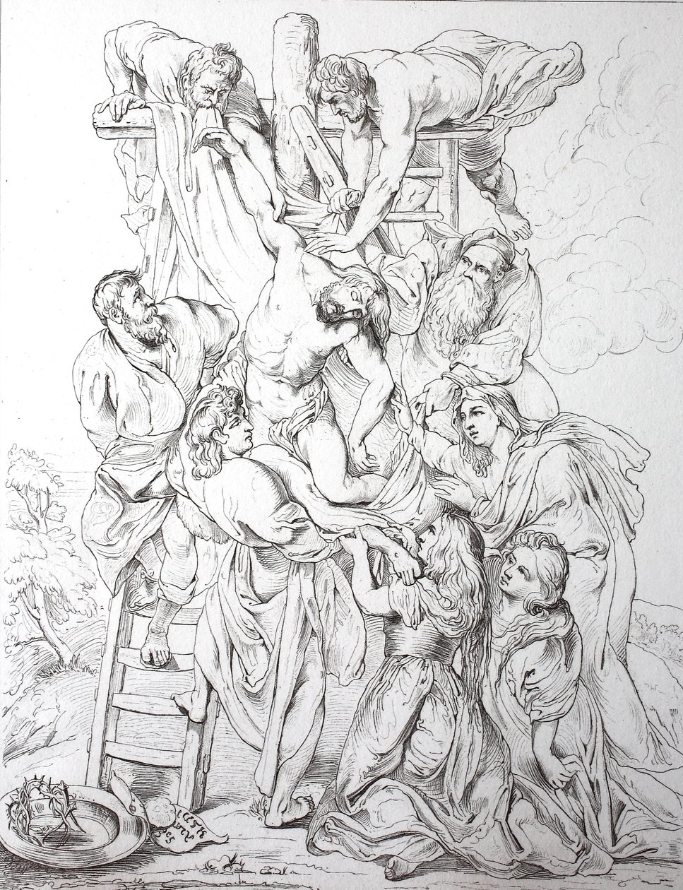 Jésus-Christ, Descente de Croix (gravure) - Peter Paul (after) Rubens