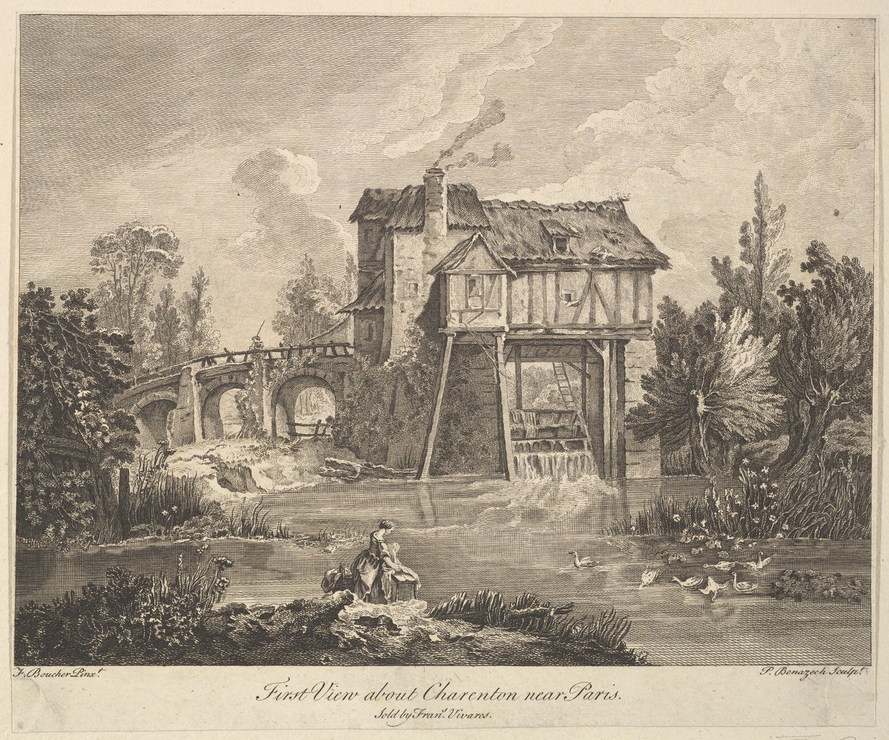 Première vue de Clarenton près de Paris, milieu à la fin du XVIIIe siècle - Peter Paul Benazech