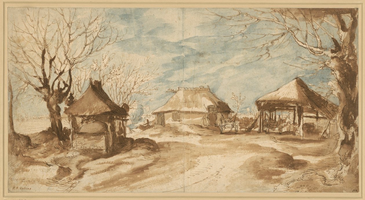 Ferme avec trois granges à paille - Peter Paul Rubens