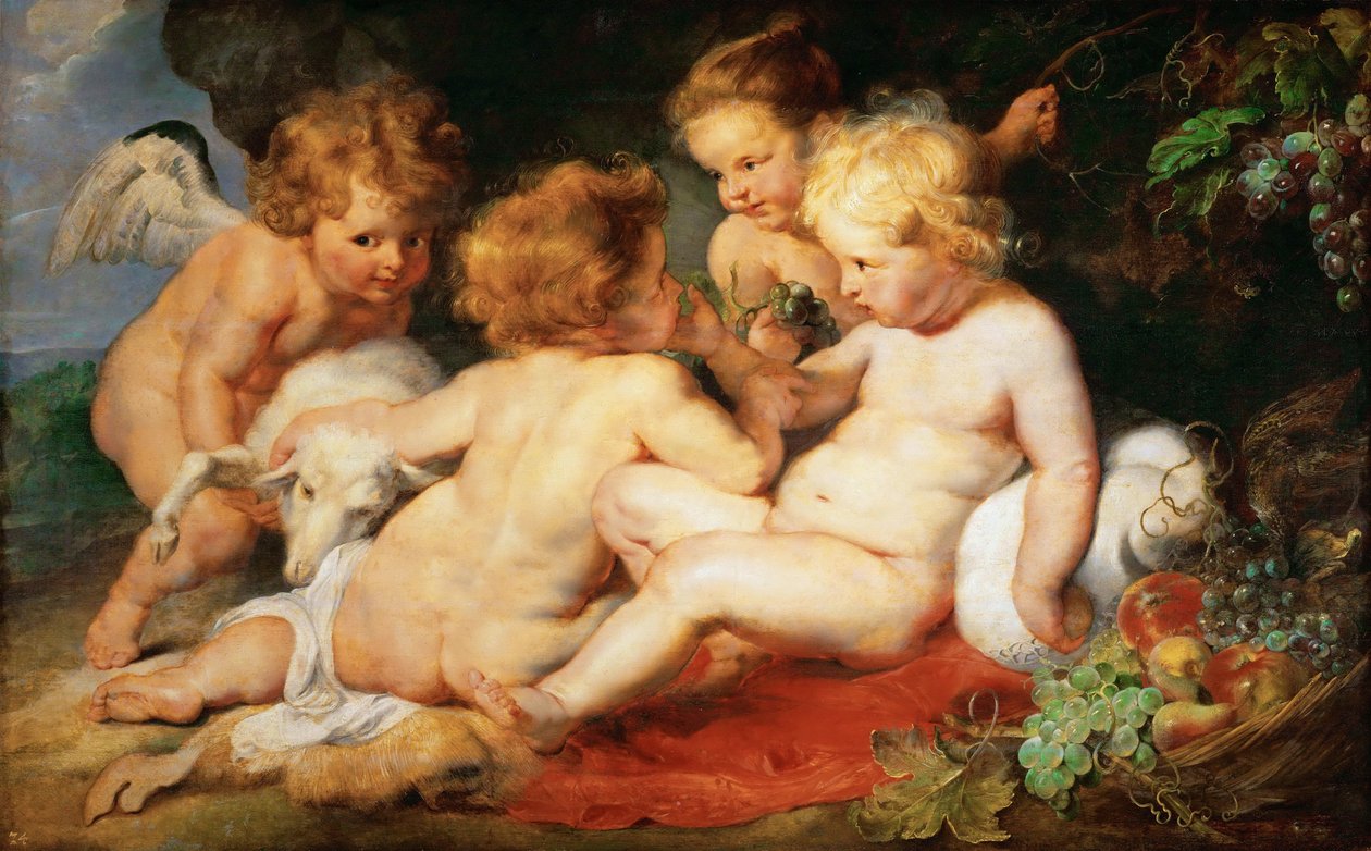 Christ et Jean-Baptiste enfants avec deux anges - Peter Paul Rubens