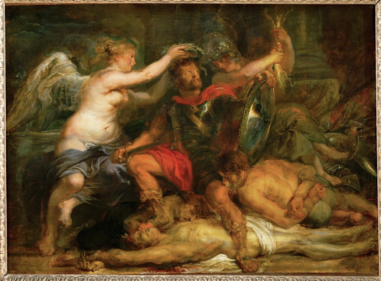 Couronnement du vainqueur, vers 1630 (peinture sur bois de chêne) - Peter Paul Rubens
