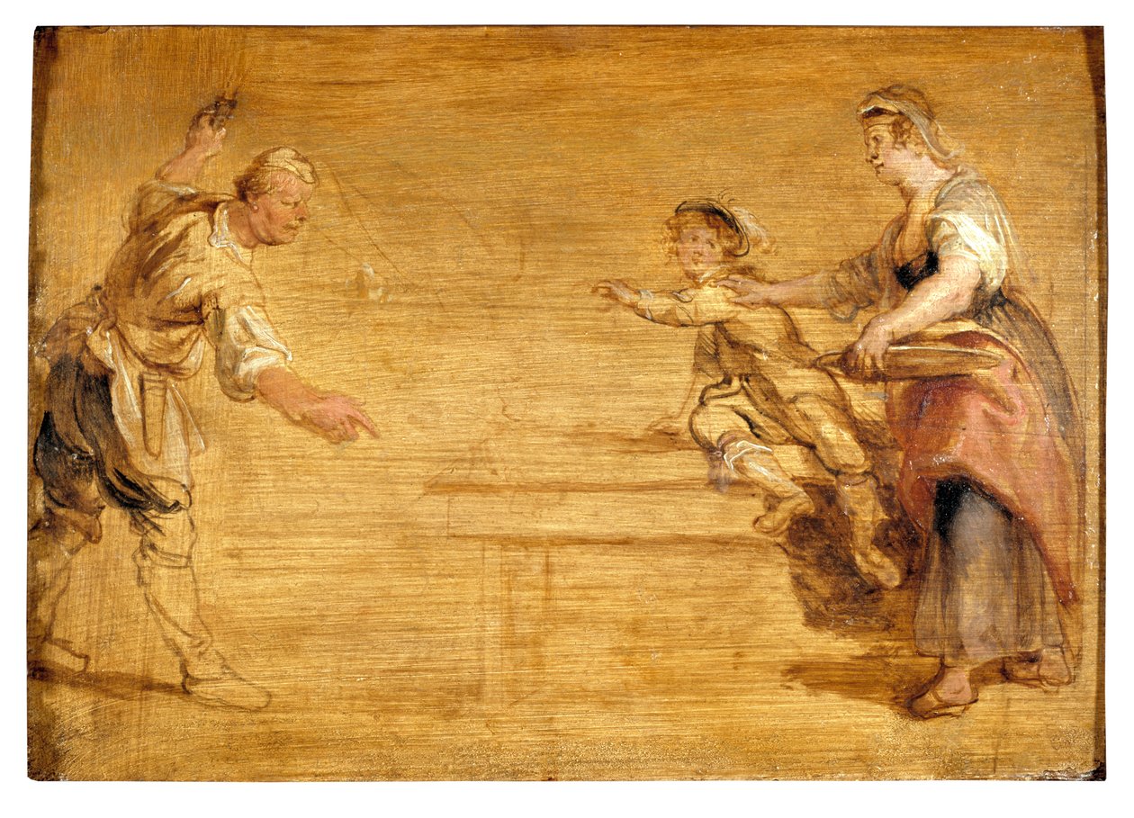 Servante, boucher et garçon autour d