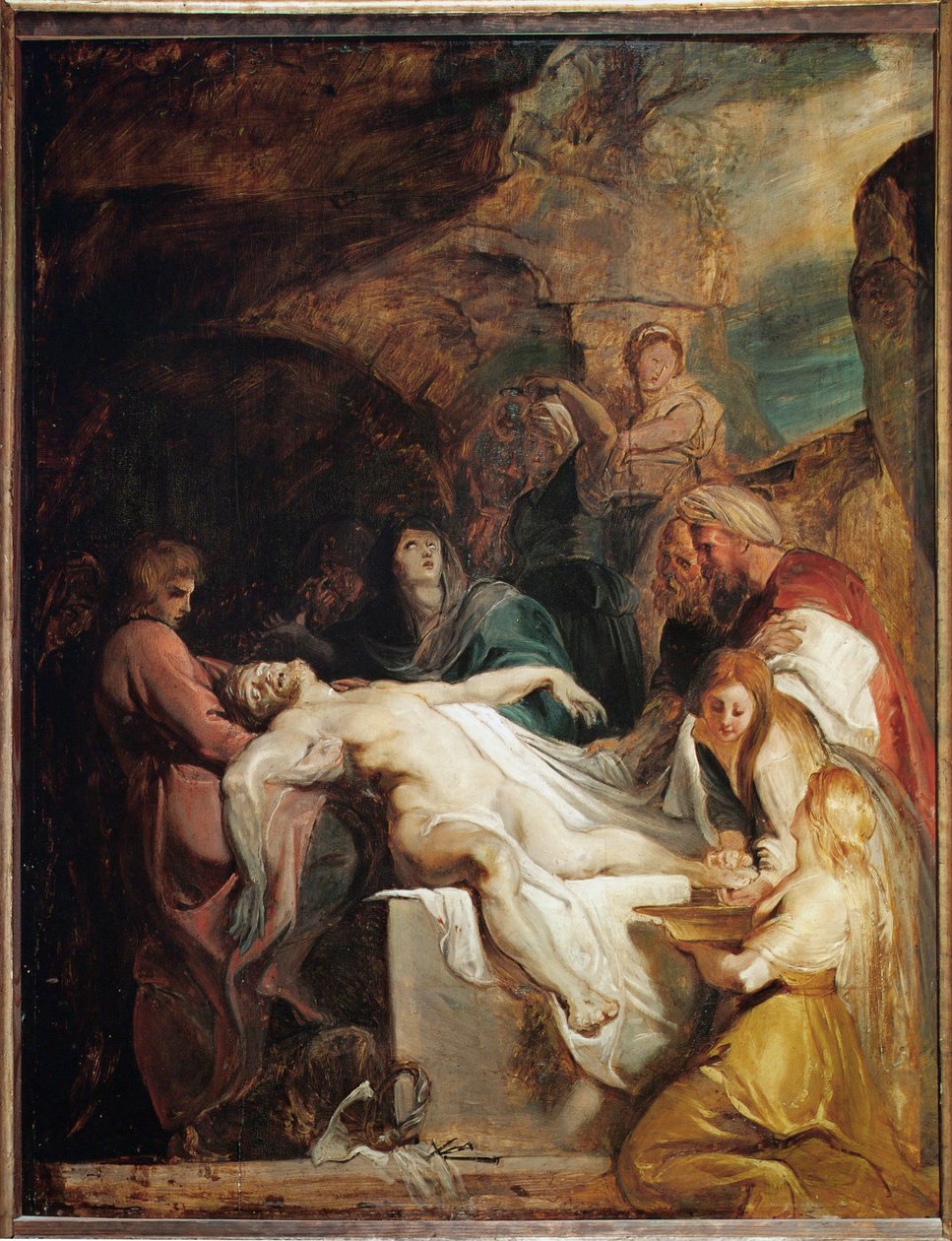 La mise au tombeau du Christ (peinture sur bois de chêne) - Peter Paul Rubens