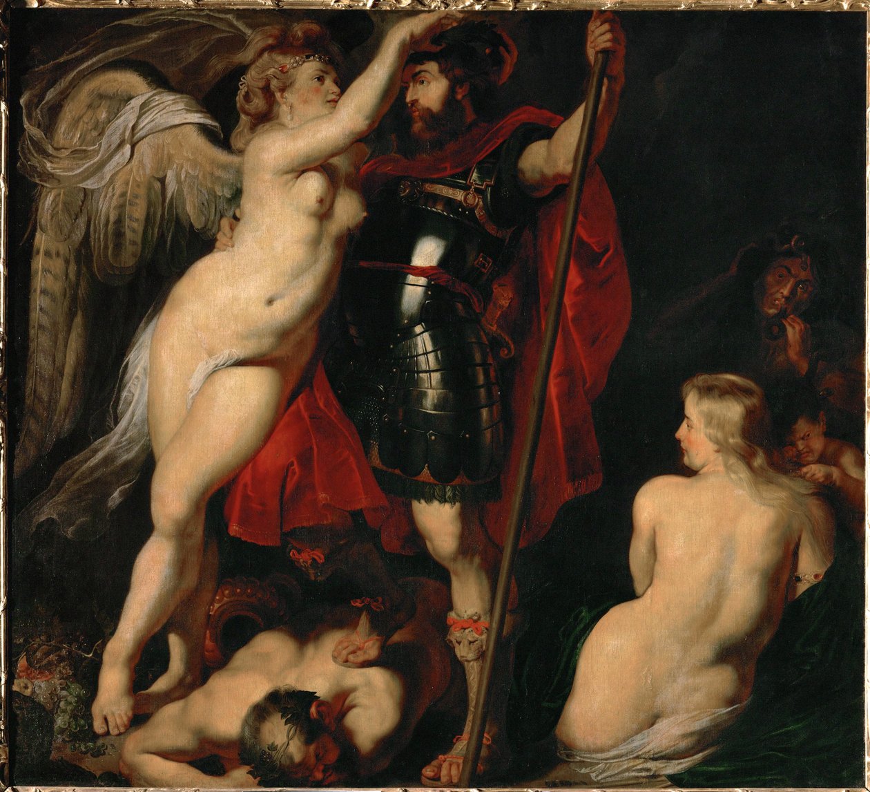 Le héros de la vertu, Mars, couronné par la déesse de la victoire (peinture sur toile) - Peter Paul Rubens