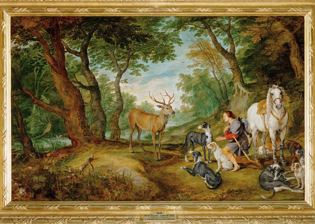 La vision de saint Hubert (peinture sur toile) - Peter Paul Rubens