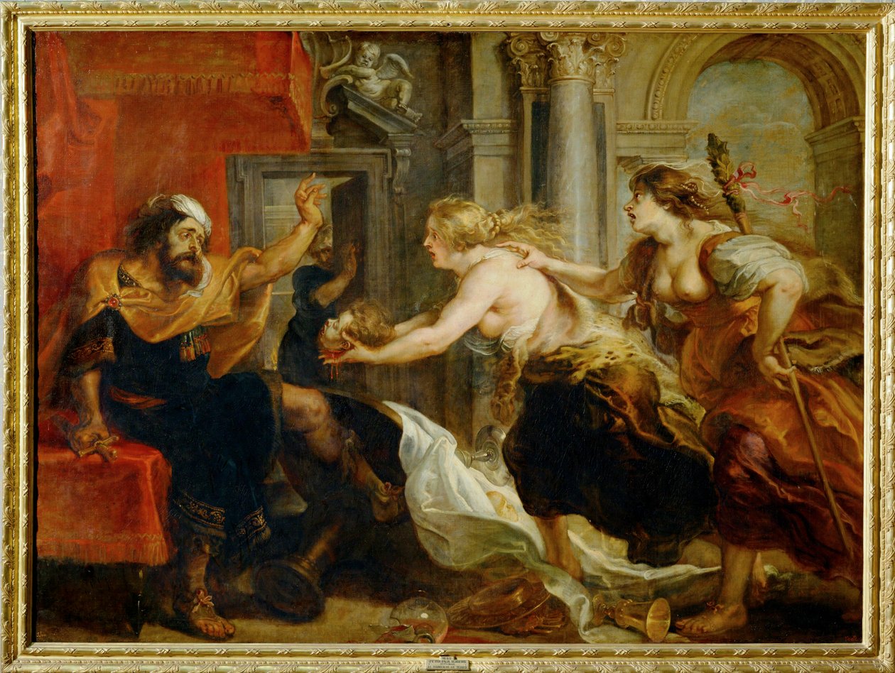 Le banquet de Tereus : Philomène et Procné offrent à Tereus la tête décapitée de son fils Il est (peinture sur toile) - Peter Paul Rubens