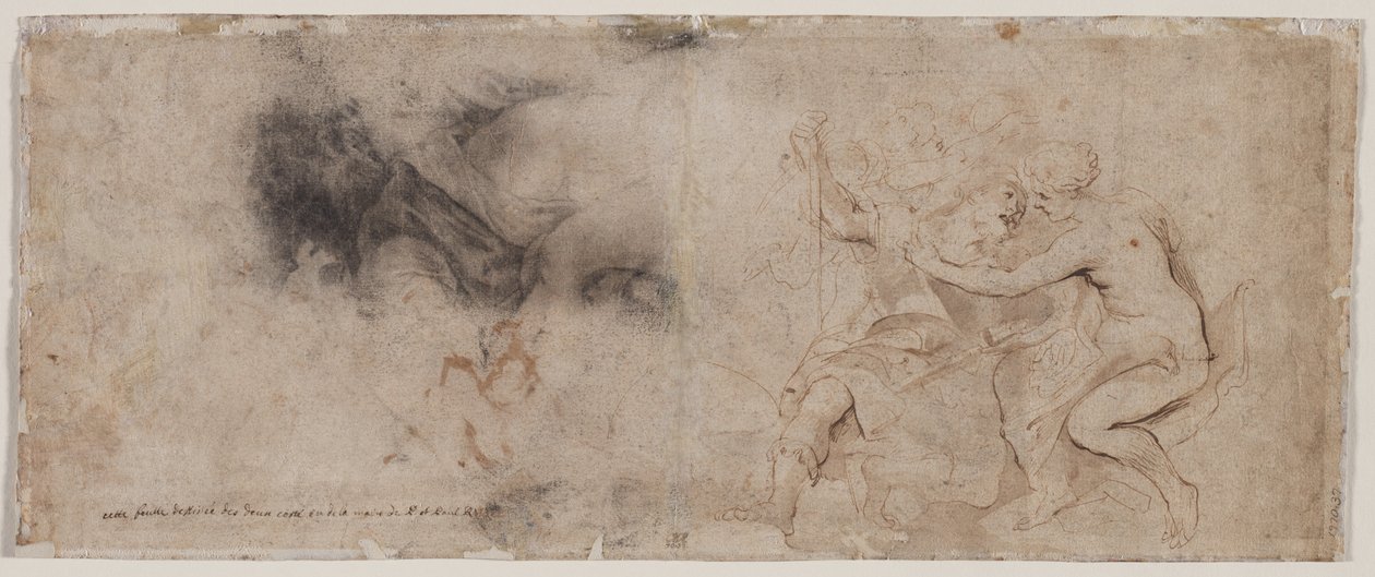Vénus désarmant Mars, étude de draperie (verso) - Peter Paul Rubens
