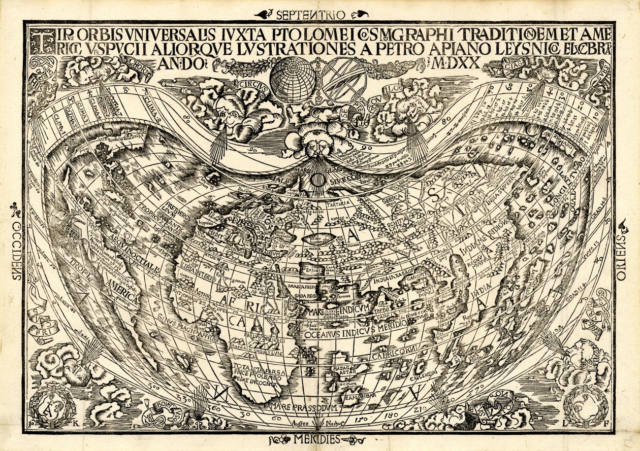 Tipus Orbis Universalis - Peter & Pomponius Mela Bienewitz Apian