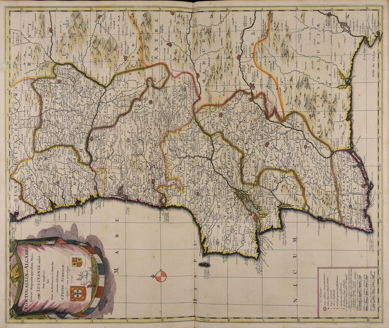Corona Portugalliae et Algarbiae veteris Hispaniae quondam pars quae Lusitania audiit jam amplior hic suas in provincias et dioeceses noviter distributas - Peter Schenk the Elder