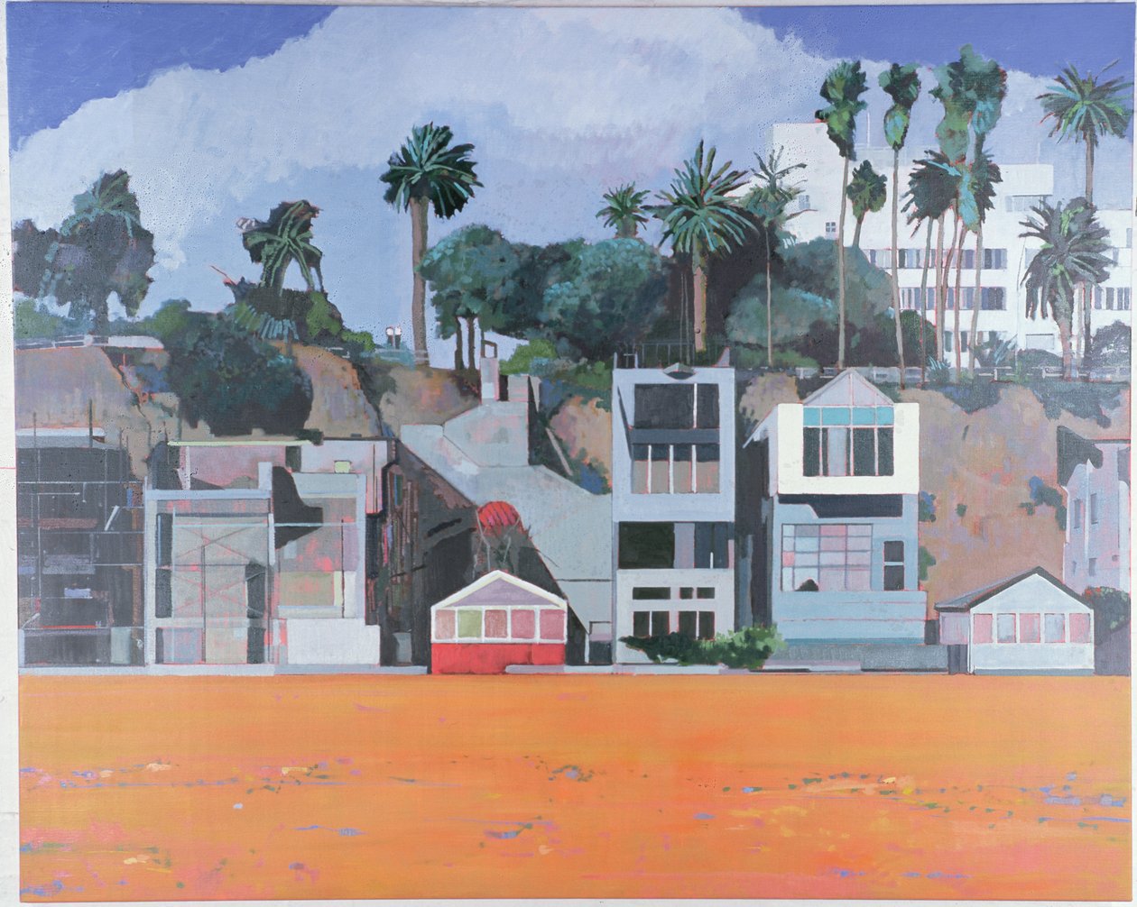 Houses Under the Cliff, Santa Monica, États-Unis, 2002 (huile sur lin) - Peter Wilson