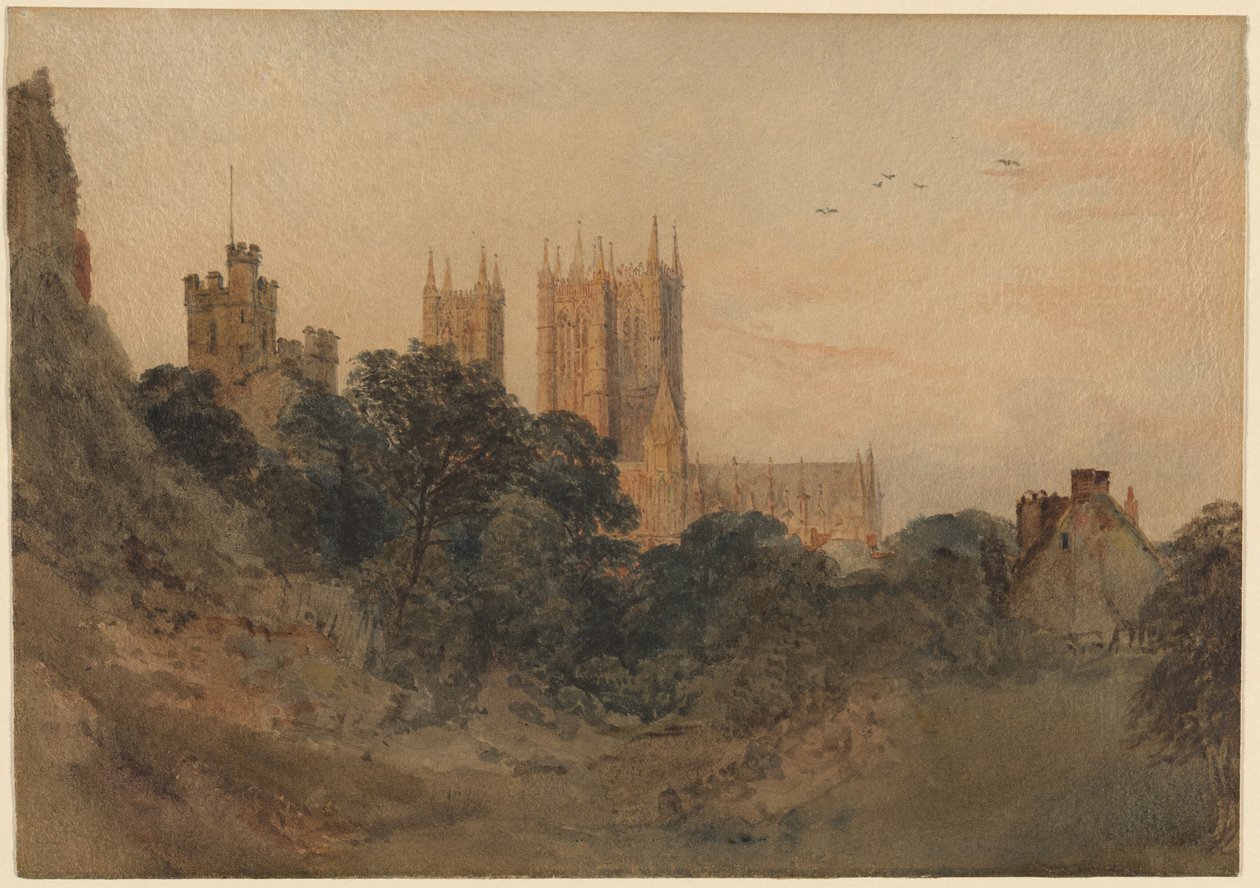 La cathédrale de Lincoln vue depuis les douves du château - Peter de Wint