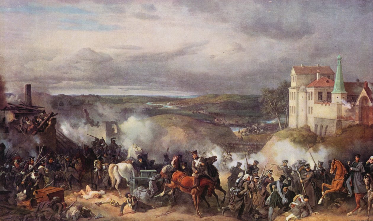 La bataille de Iaroslavetz (lithographie couleur) - Peter von (after) Hess