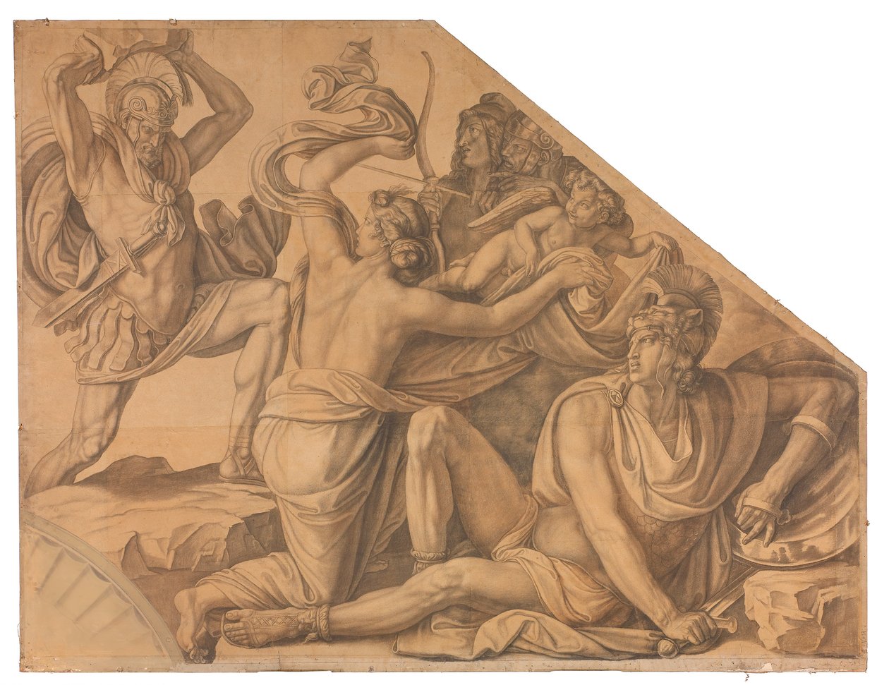 Aphrodite schützt Paris gegen Menelaos - Peter von Cornelius
