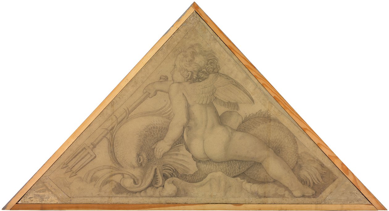 Eros mit dem Delphin (Element des Wassers). Karton zu den Deckenbildern der Münchner Glyptothek - Peter von Cornelius