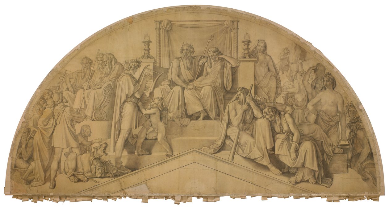 Orpheus in der Unterwelt, Bogenfeld. Karton zu den Deckenbildern der Münchner Glyptothek - Peter von Cornelius