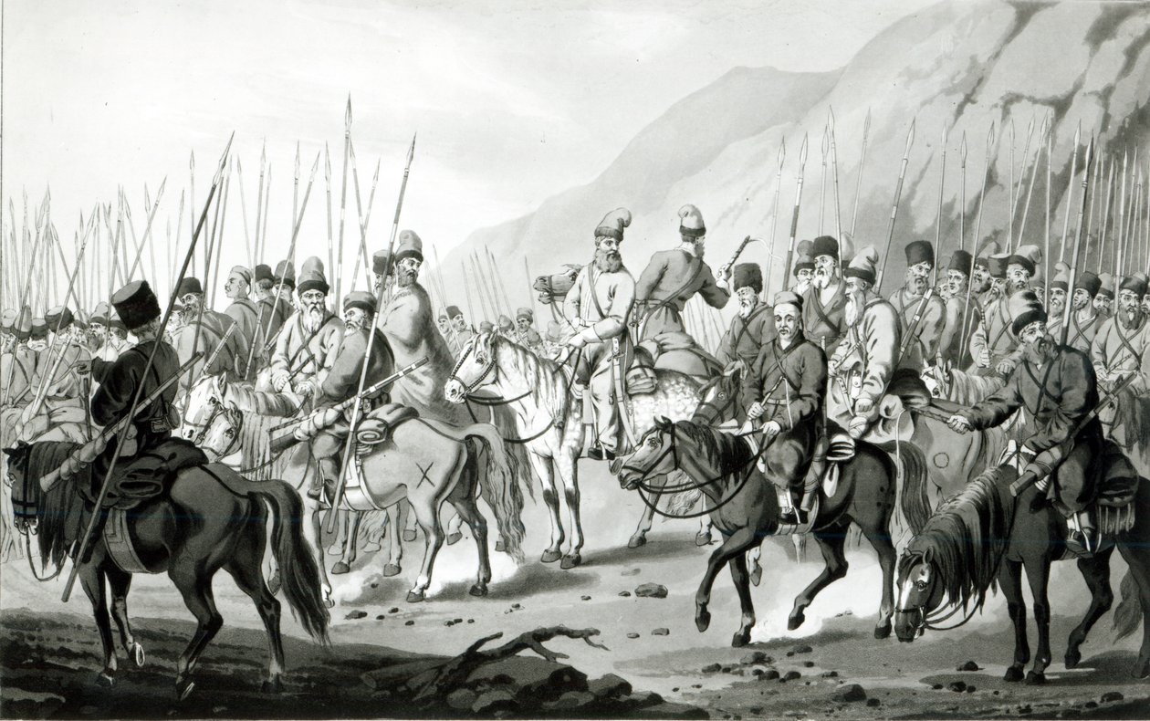 Différentes tribus de cosaques russes en ordre de marche, 1813 - Peter von Hess