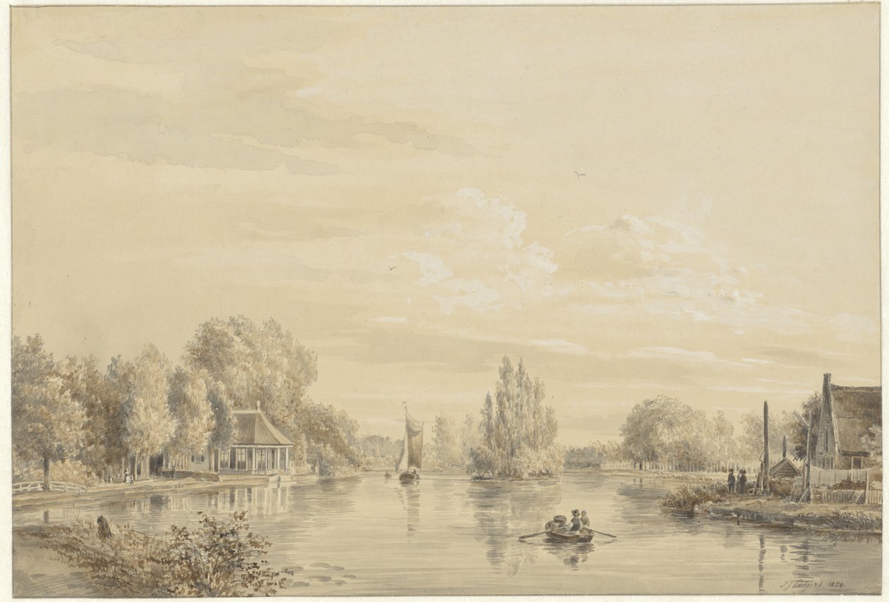 Vue de la Vecht vers la propriété Slotzigt - Petrus Josephus Lutgers