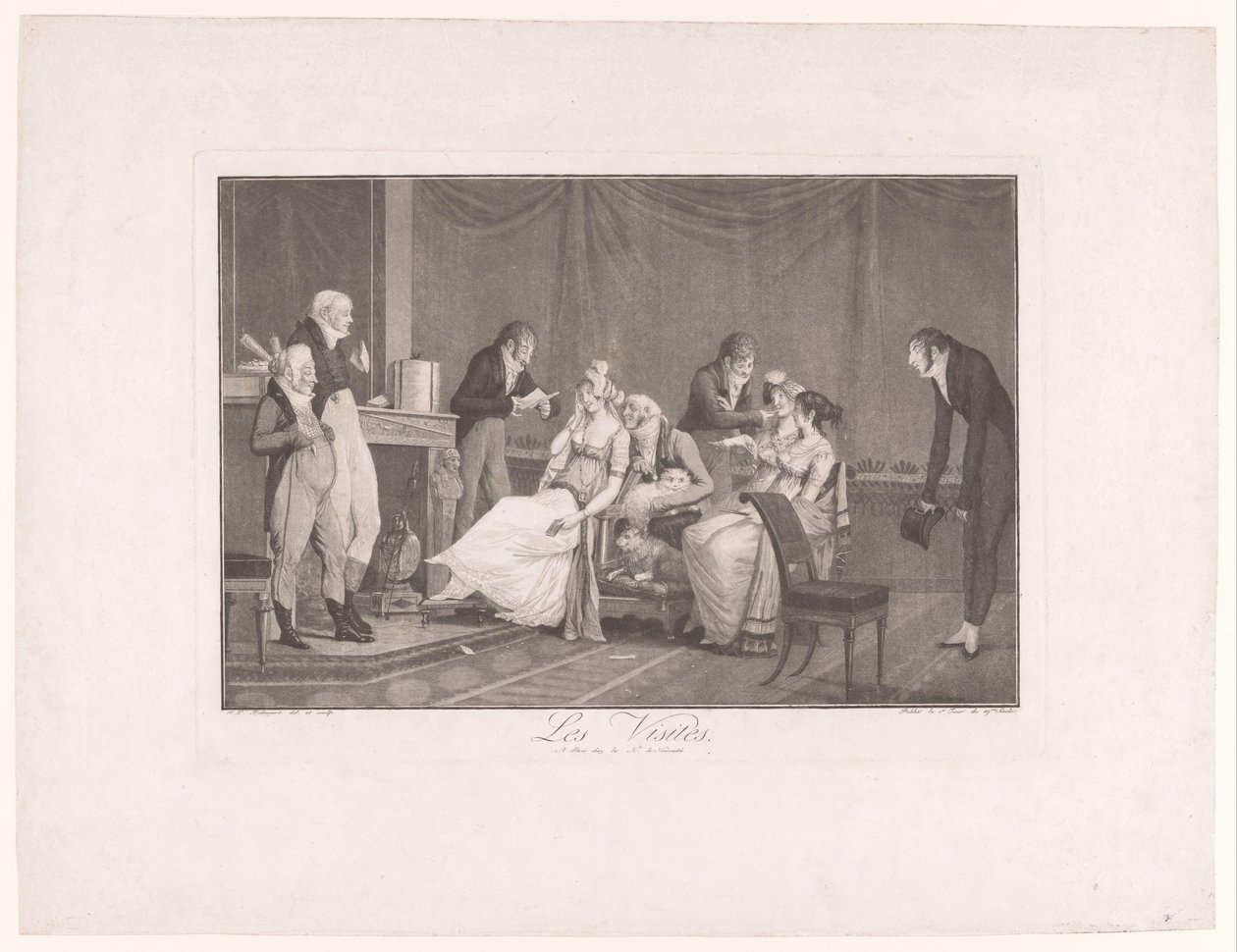 Groupe de jeunes femmes et hommes dans un intérieur - Philibert Louis Debucourt