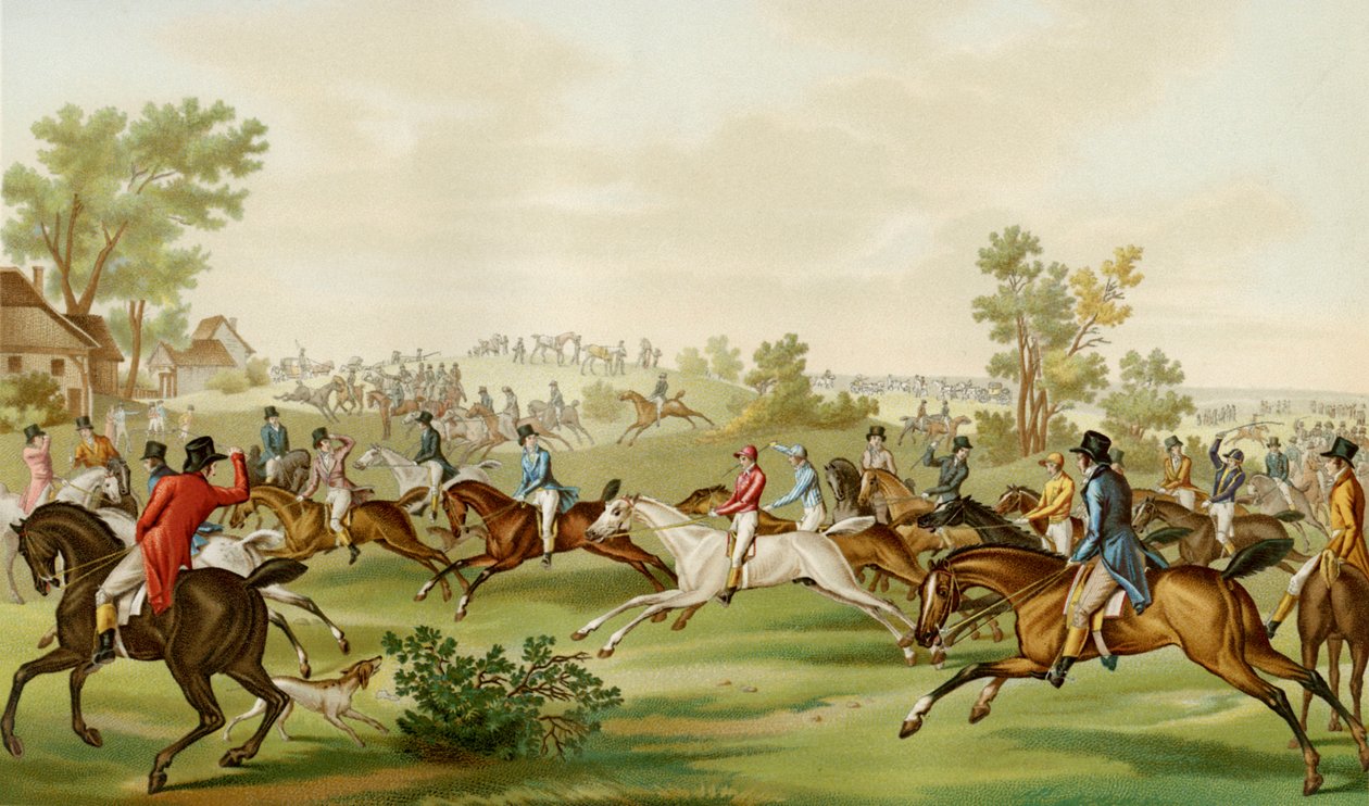 Course de chevaux - gravure en couleur par Debucourt - Philibert Louis Debucourt