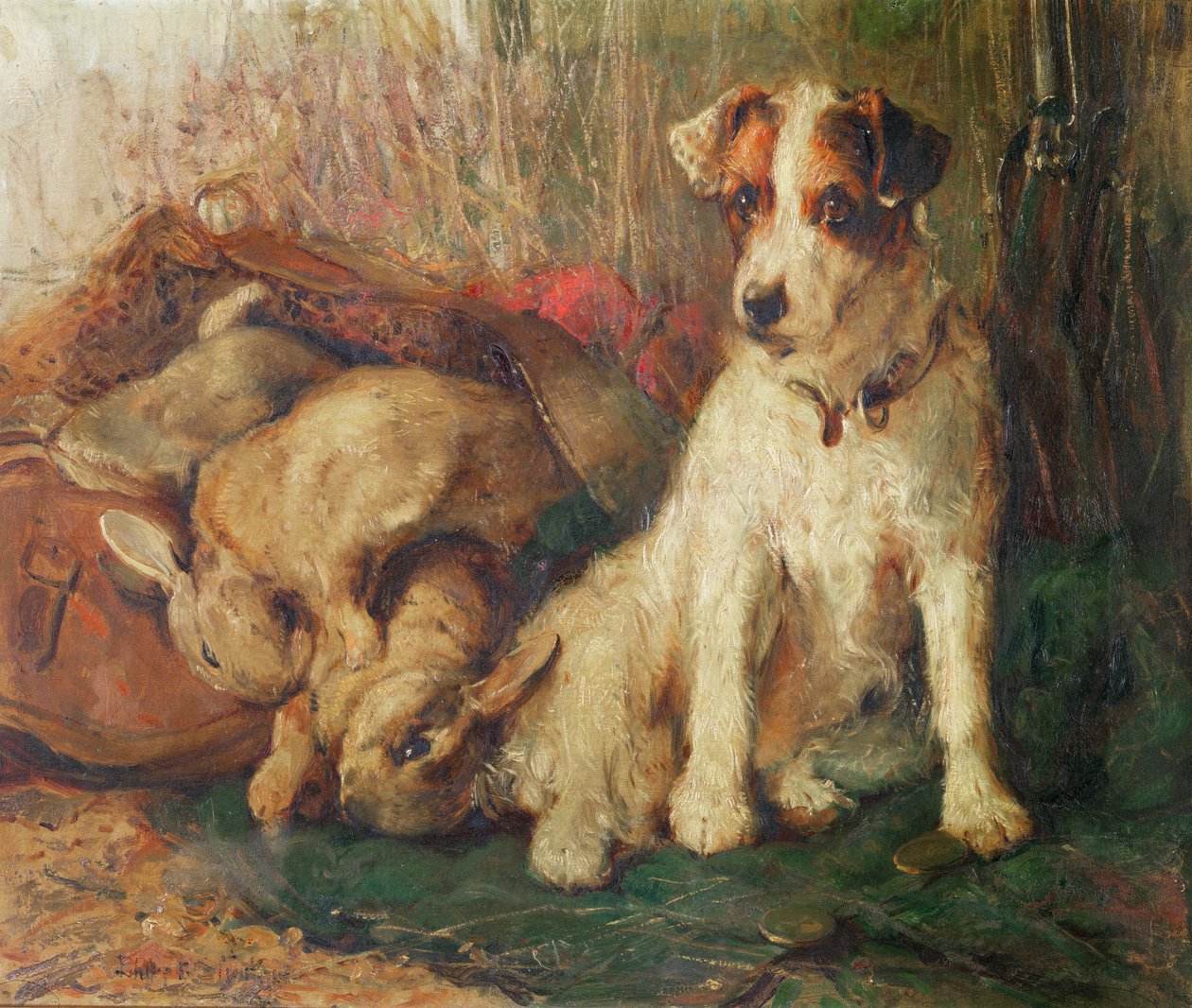 Laissé en charge - Un fox-terrier avec du gibier - Philip Eustace Stretton