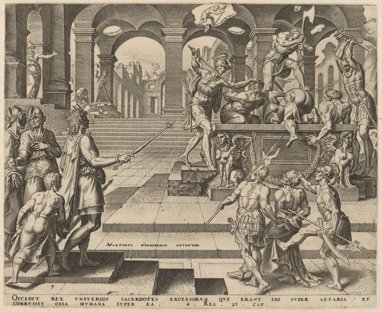 Le massacre des prêtres de Samarie - Philip Galle, after Maerten van Heemskerck