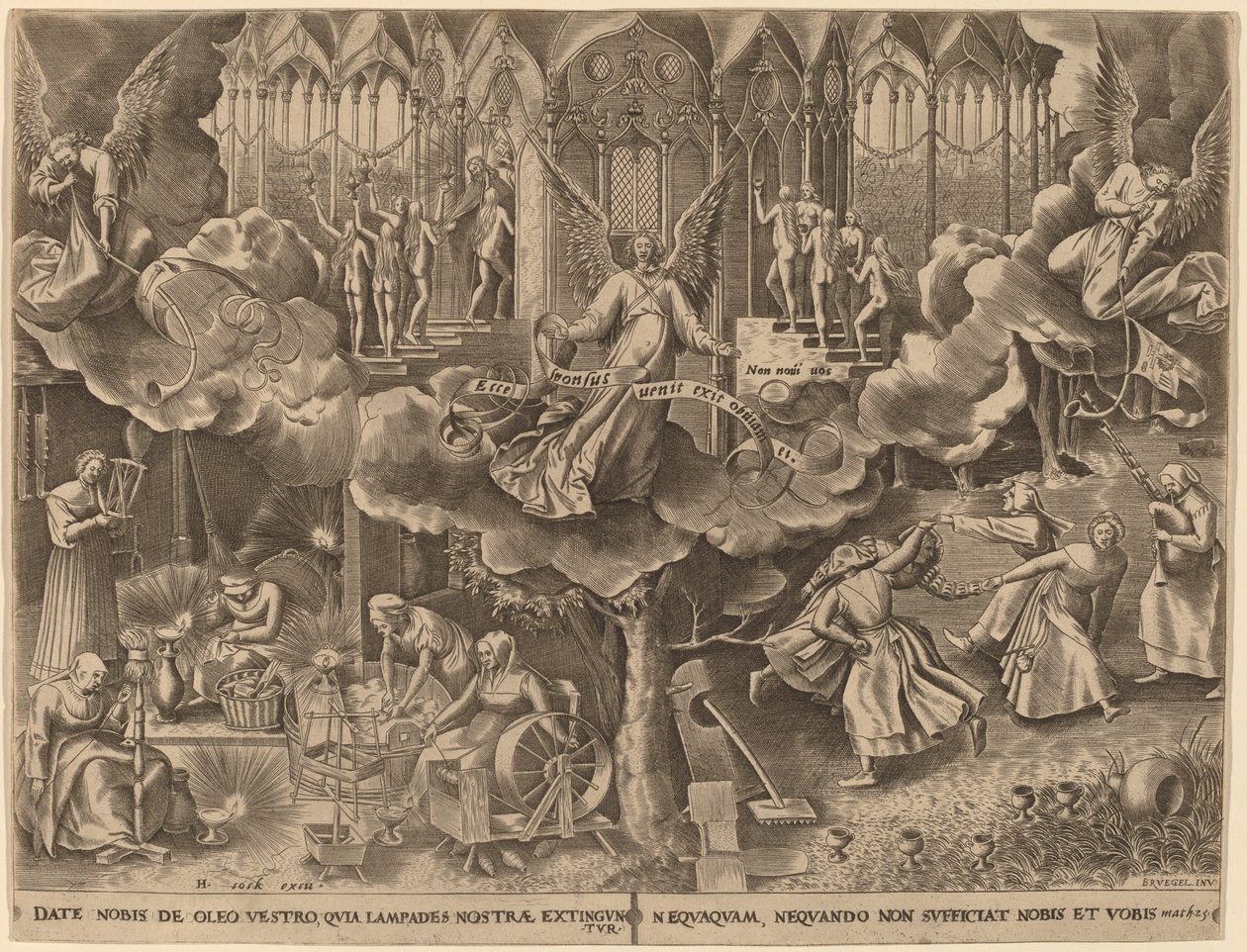 La Parabole des Vierges Sages et Folles - Philip Galle after Pieter Bruegel the Elder
