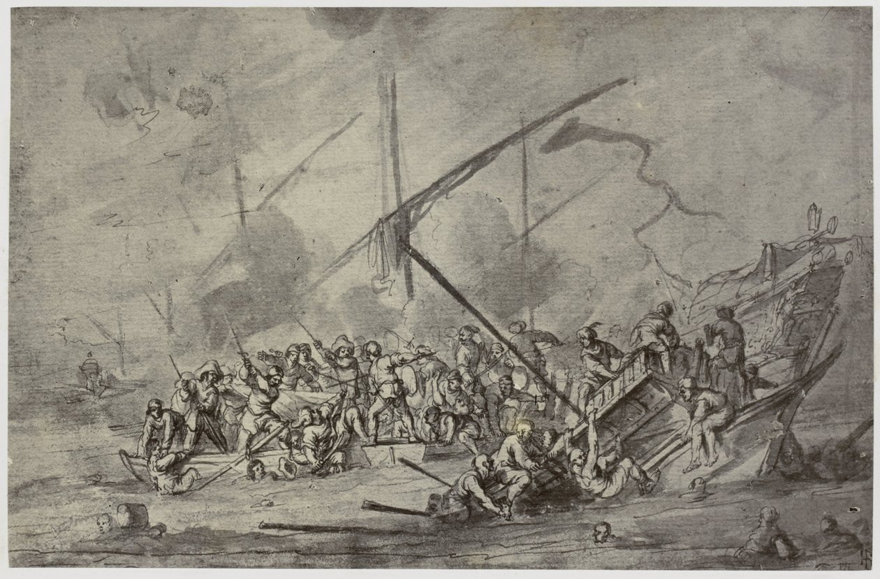 Della Bella, Une bataille navale - Philip Henry Delamotte