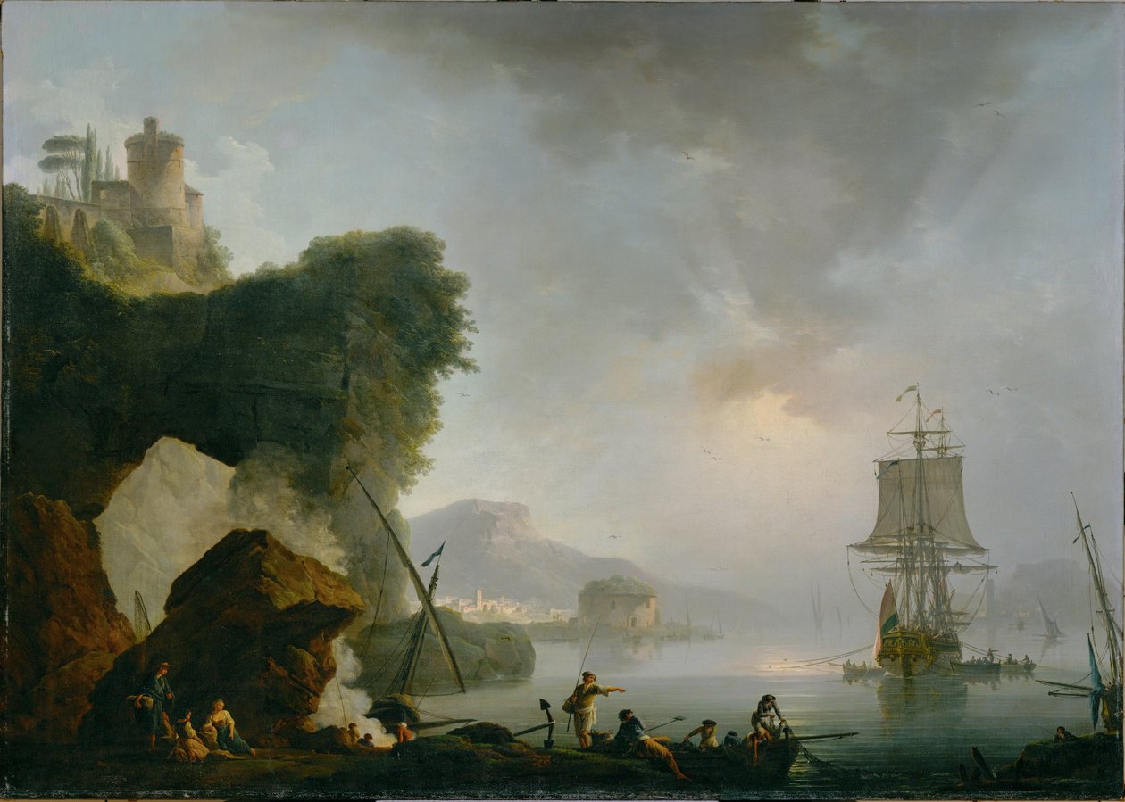Paysage marin avec soleil couchant (peinture sur toile) - Philip James de (1740-1812) Loutherbourg