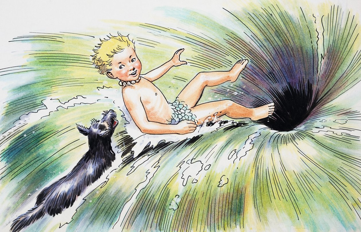 Tomber dans le tourbillon, illustration tirée de "The Water Babies" de Charles Kingsley - Philip Mendoza