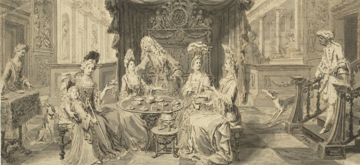 Société élégante à la table ronde, vers 1700 - Philip Tidemann