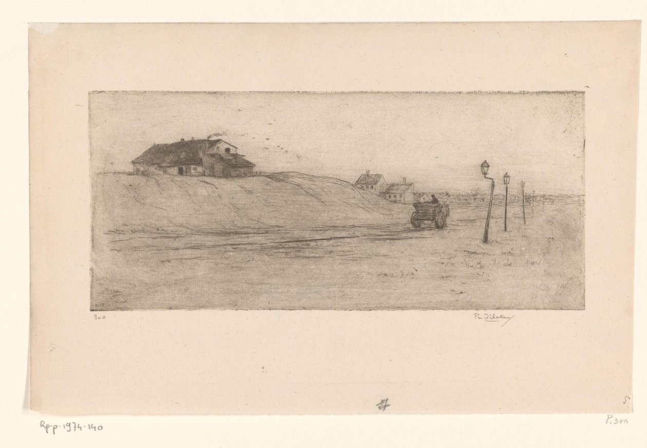 Paysage avec maisons, lanternes et chariot - Philip Zilcken (signed by artist)