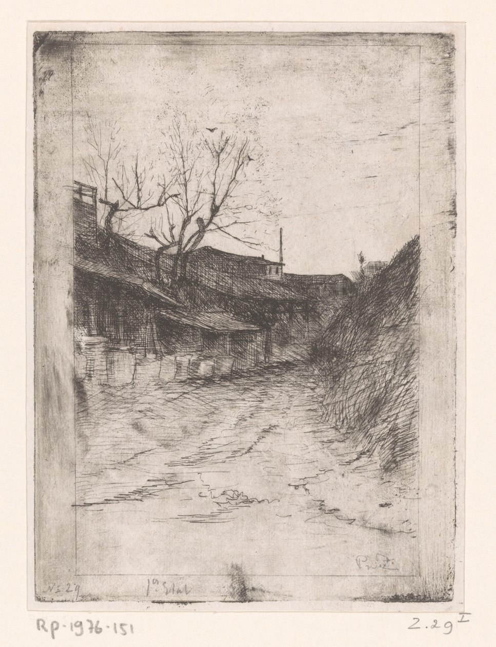 Chemin le long des bâtiments et des arbres - Philip Zilcken