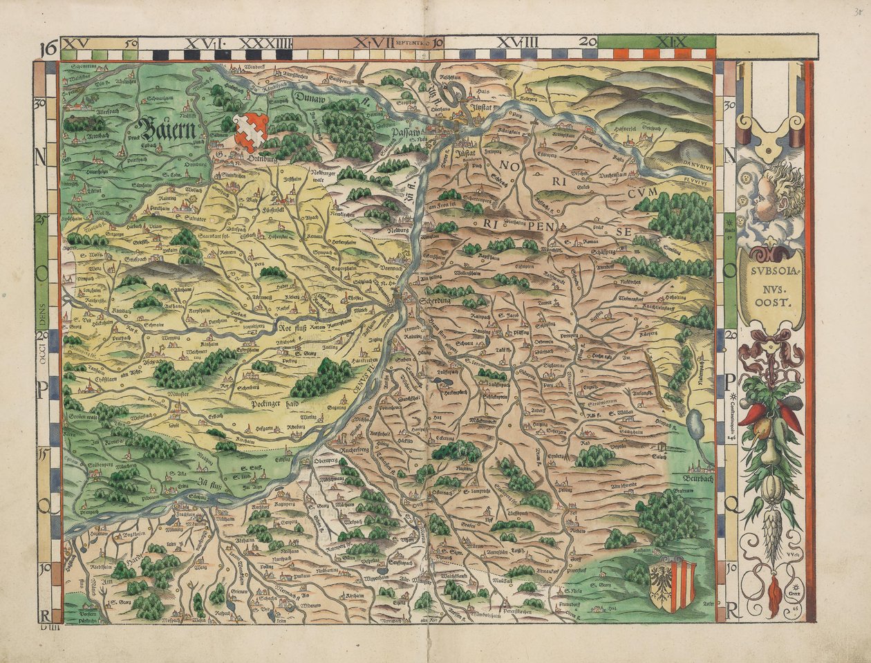 Philipp Apian - Bairische Landtafeln von 1568 (Tafel 16) ca. 1 - Philipp Apian