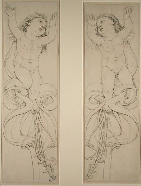 Le Génie de gauche et de droite sur la plante Amaryllis, 1809 - Philipp Otto Runge