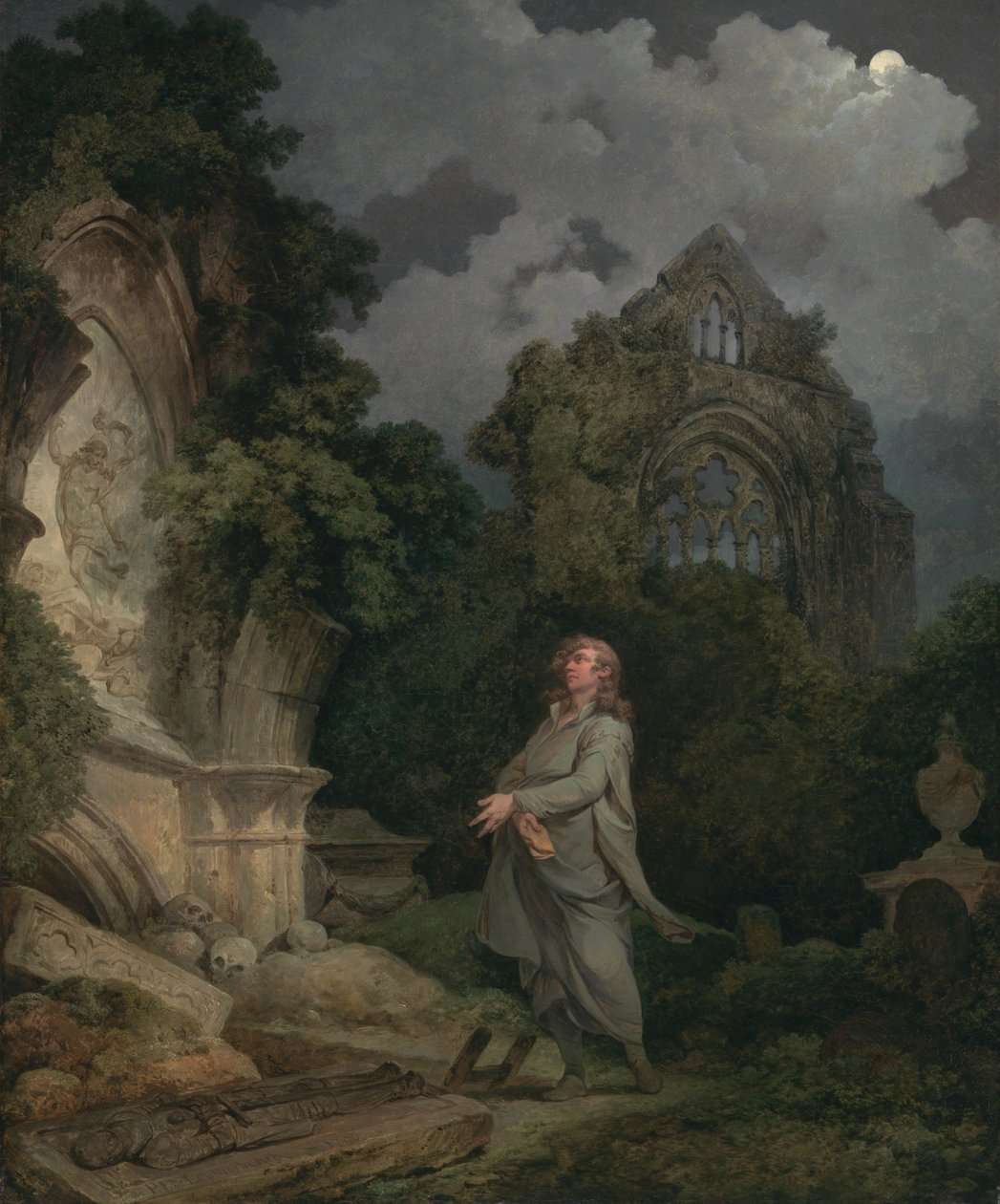 Un philosophe dans un cimetière au clair de lune - Philippe-Jacques de Loutherbourg