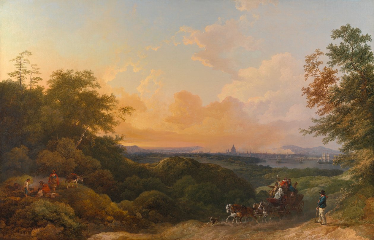 Le coche du soir, Londres au loin - Philippe-Jacques de Loutherbourg