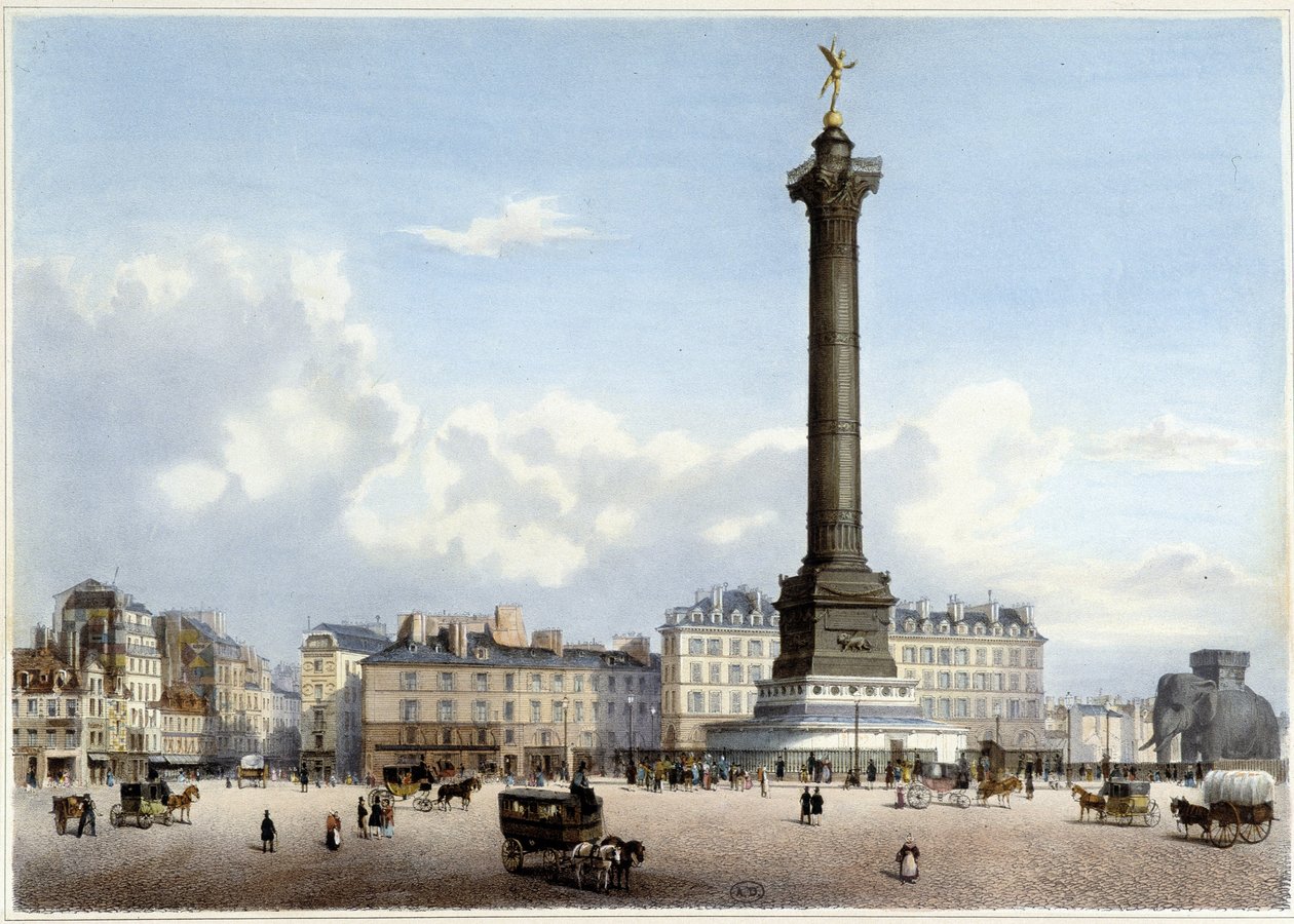 Colonne de juillet à la Bastille - dans "Promenade dans Paris et ses environs", conçu par Jacottet et Benoist, vers 1840 - Philippe Benoist