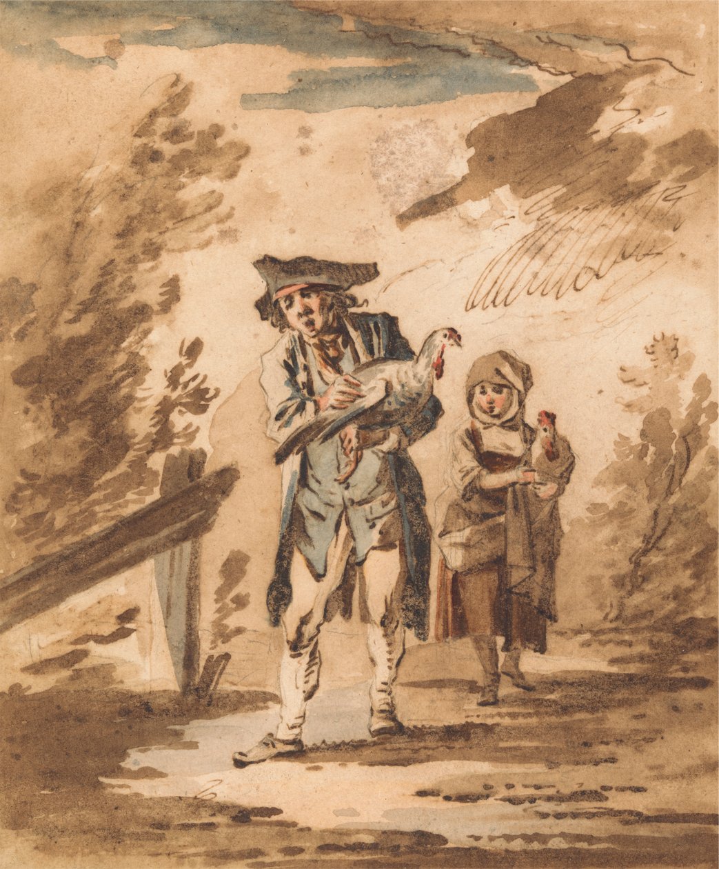 Rustiques avec volaille revenant du marché - Philippe Jacques de Loutherbourg
