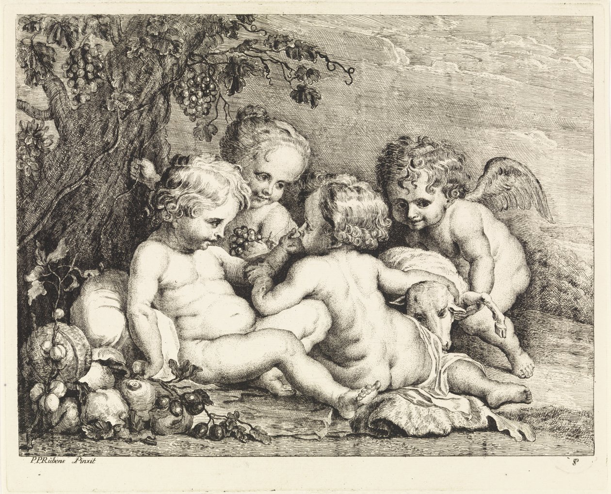 Christ, Jean-Baptiste et deux putti - Philippe Lambert Joseph Spruyt