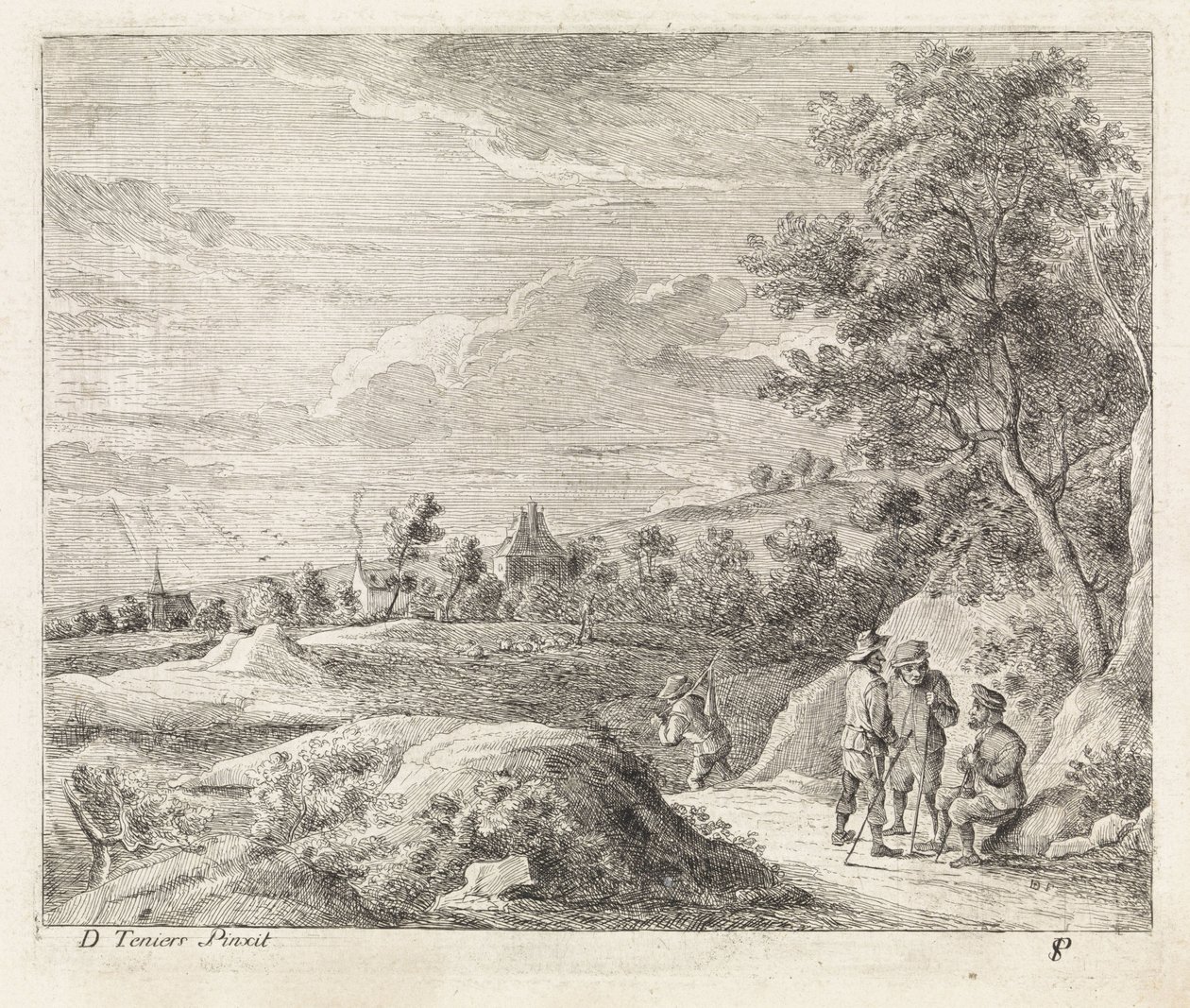 Paysage avec quatre promeneurs - Philippe Lambert Joseph Spruyt