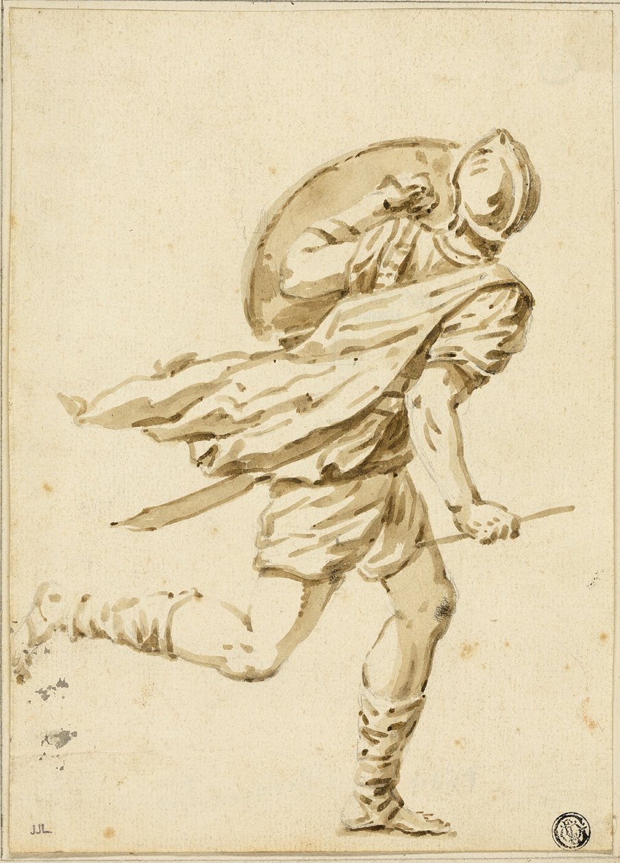 Guerrier romain courant, vu de dos - Philippe Louis Parizeau